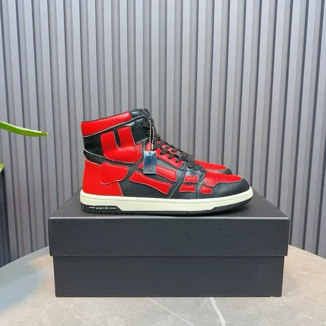 Amiri Skel Top High Noir et Rouge sneakers de style de vie 4