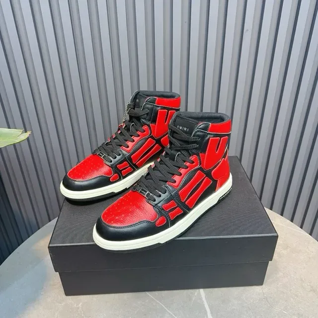 Amiri Skel Top High Noir et Rouge sneakers de style de vie 5