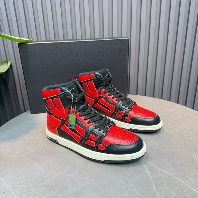 Amiri Skel Top High Noir et Rouge sneakers de style de vie 8