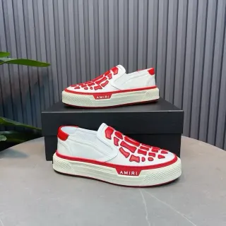 Amiri Skel Top Low White Red Skeletal Motif Lifestyle Sneakers