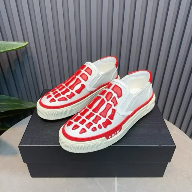 Amiri Skel Top Low Tênis Lifestyle Branco e Vermelho Motivo Esquelético 4