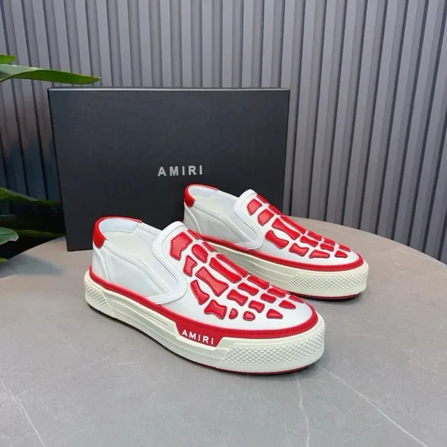 Amiri Skel Top Low Tênis Lifestyle Branco e Vermelho Motivo Esquelético 7