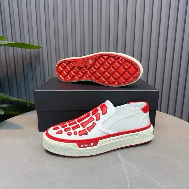 Amiri Skel Top Low Tênis Lifestyle Branco e Vermelho Motivo Esquelético 8