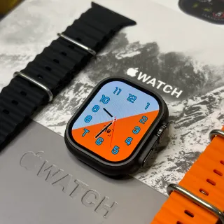 Apple Ultra Black Orange Square Titanium-Style Case Digital Analog Hybrid Face Sports Watch