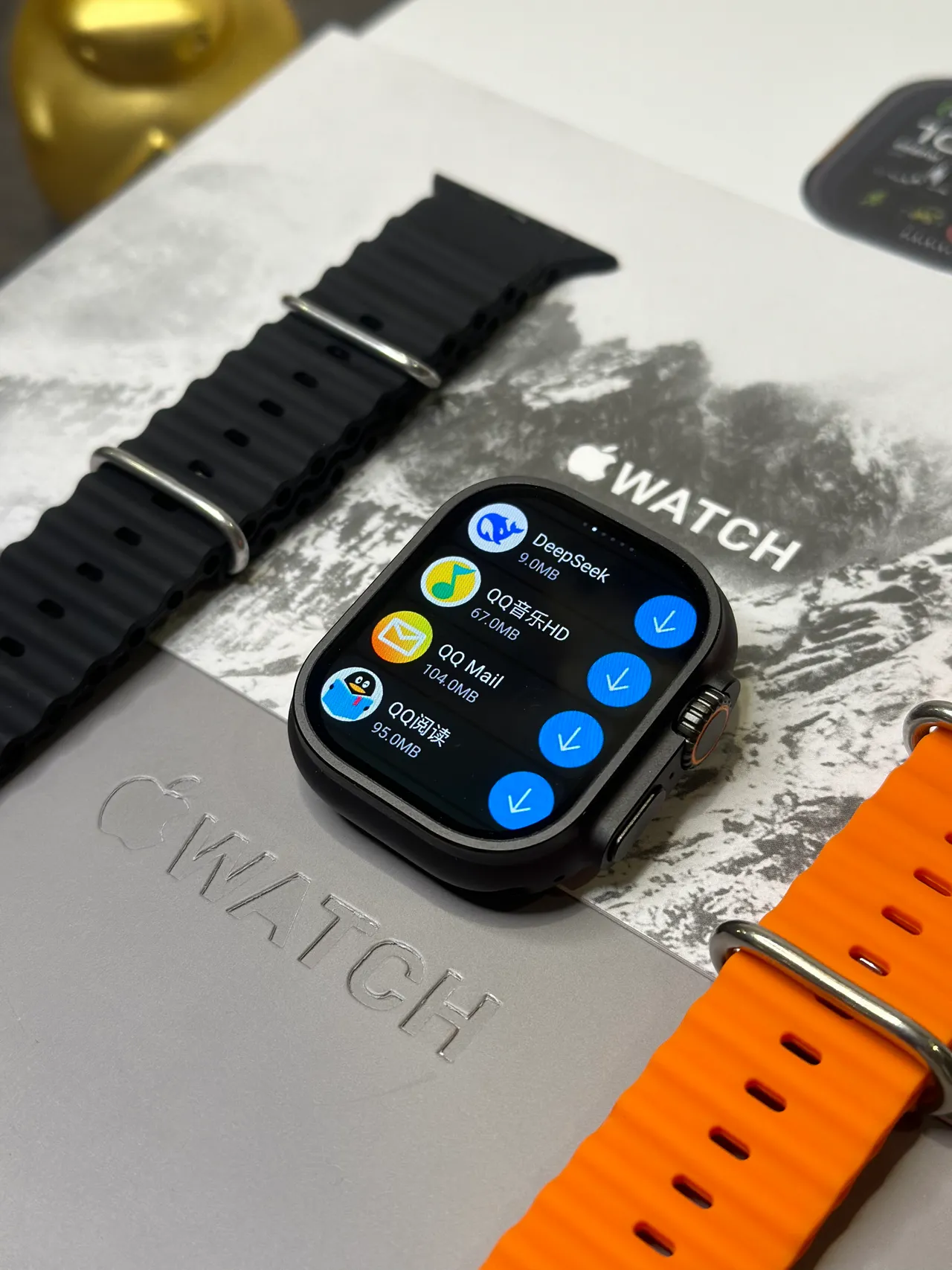 Apple Ultra Étui Carré Style Titane Noir Orange Cadran Numérique Analogue Hybride Montre Sportive 2