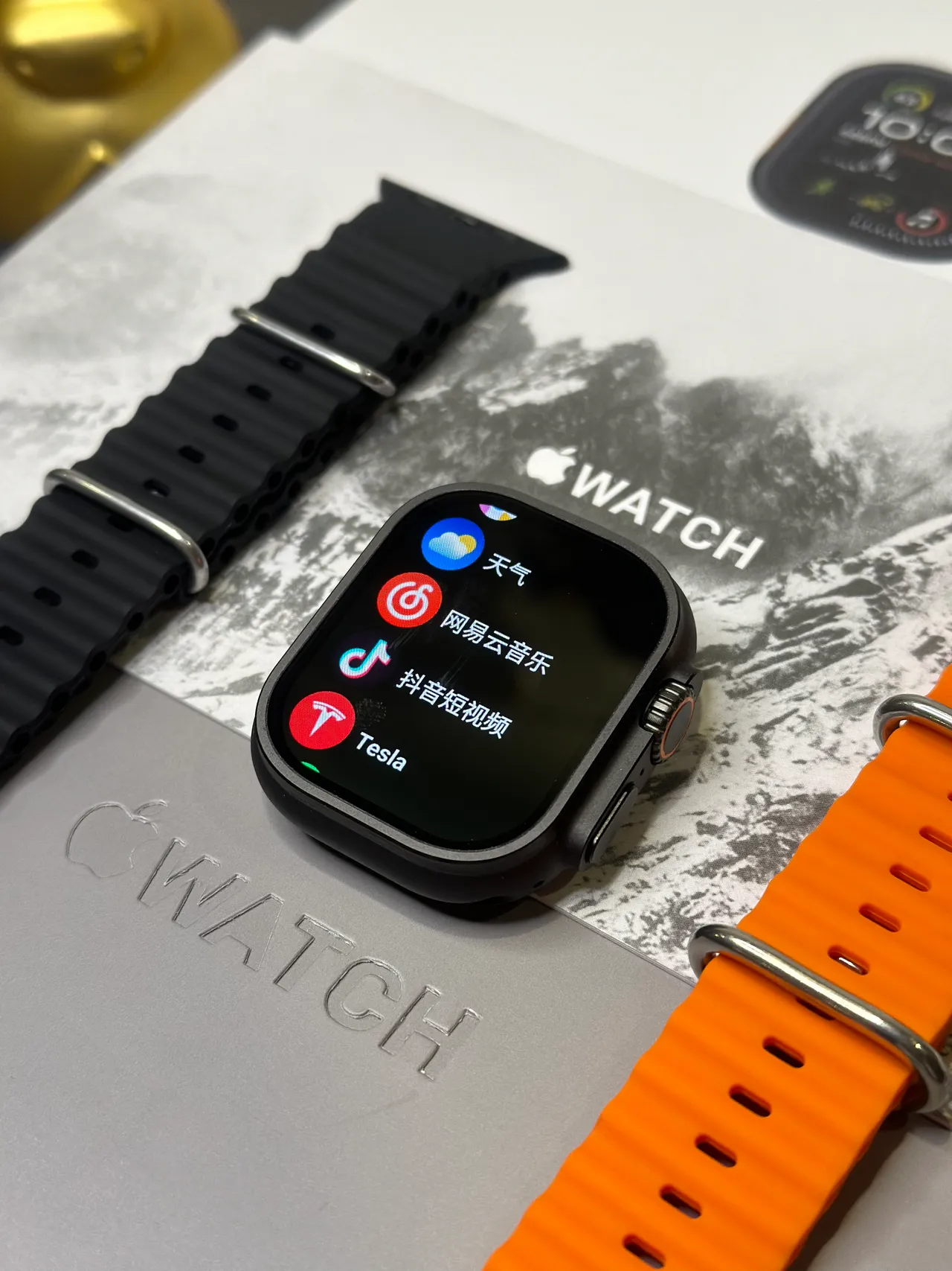 Apple Ultra Étui Carré Style Titane Noir Orange Cadran Numérique Analogue Hybride Montre Sportive 5
