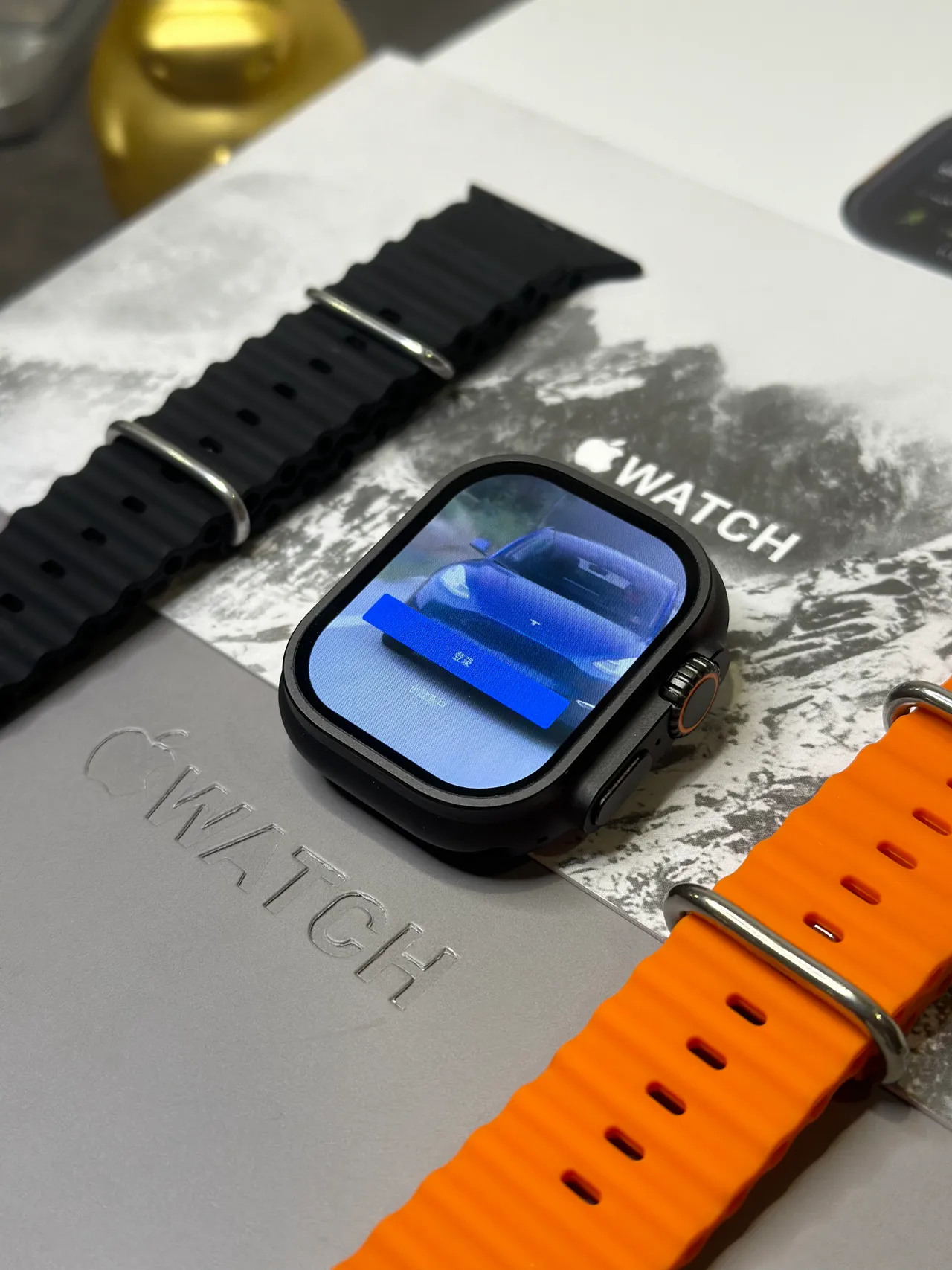 Apple Ultra Étui Carré Style Titane Noir Orange Cadran Numérique Analogue Hybride Montre Sportive 9