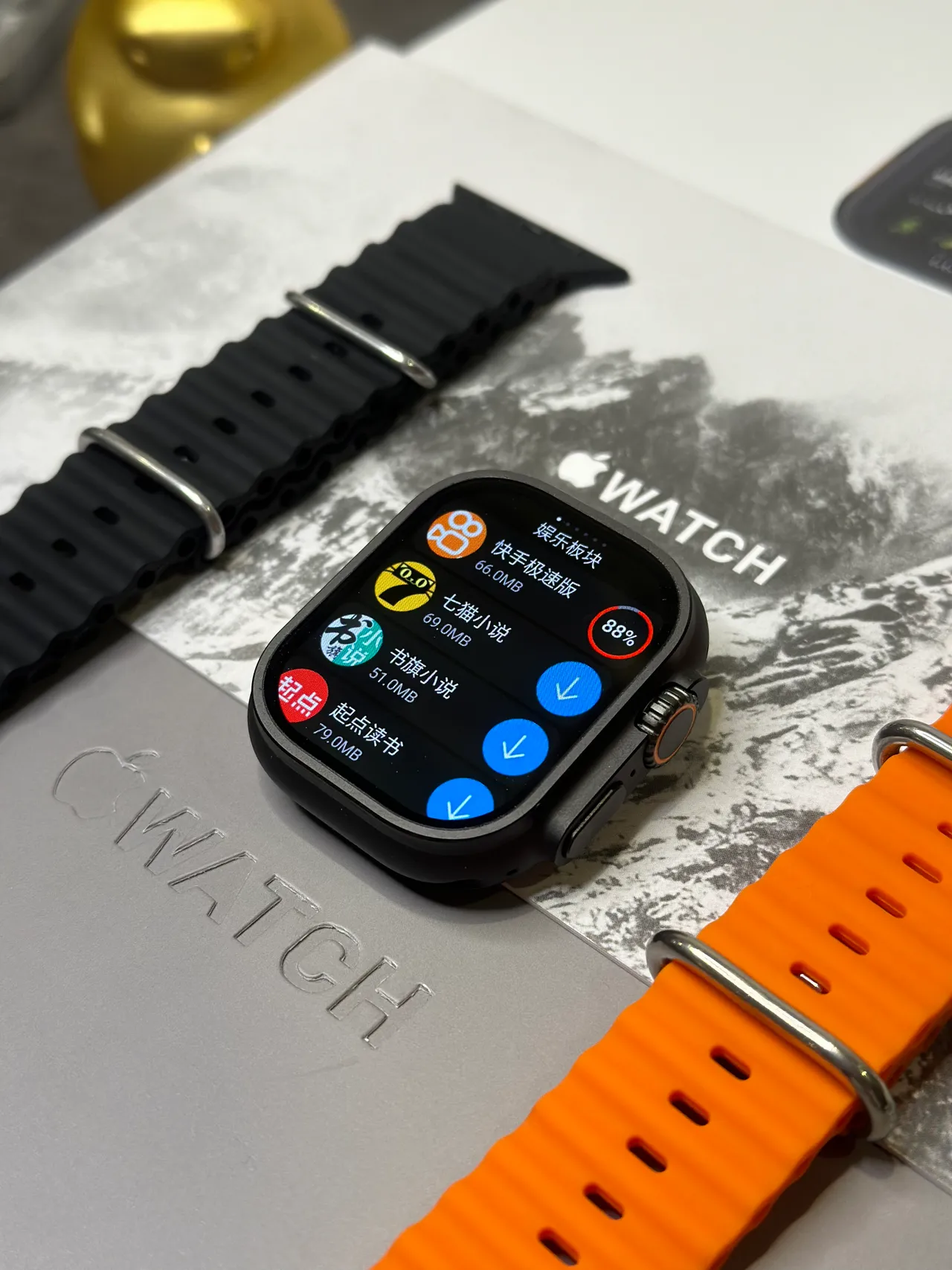 Apple Ultra Étui Carré Style Titane Noir Orange Cadran Numérique Analogue Hybride Montre Sportive 10