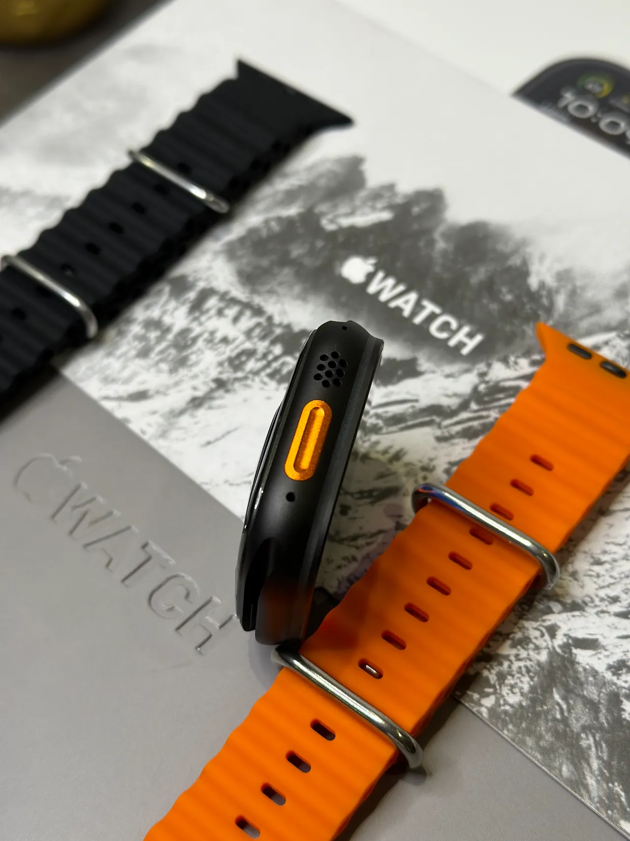 Apple Ultra Étui Carré Style Titane Noir Orange Cadran Numérique Analogue Hybride Montre Sportive 12