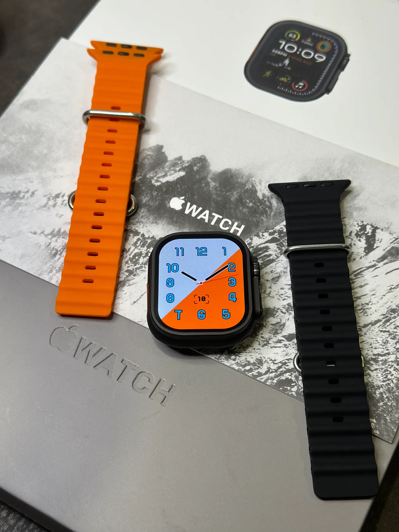 Apple Ultra Étui Carré Style Titane Noir Orange Cadran Numérique Analogue Hybride Montre Sportive 16