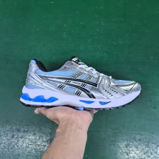 ASICS Gel-Kayano Silver and Light Blue Running Shoes