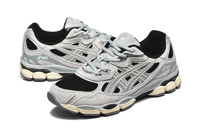 ASICS Gris Noir Couche Synthétique Cage Maille Ouverte Ventilação Chaussures Lifestyle 3
