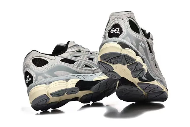 ASICS Gris Noir Couche Synthétique Cage Maille Ouverte Ventilação Chaussures Lifestyle 5
