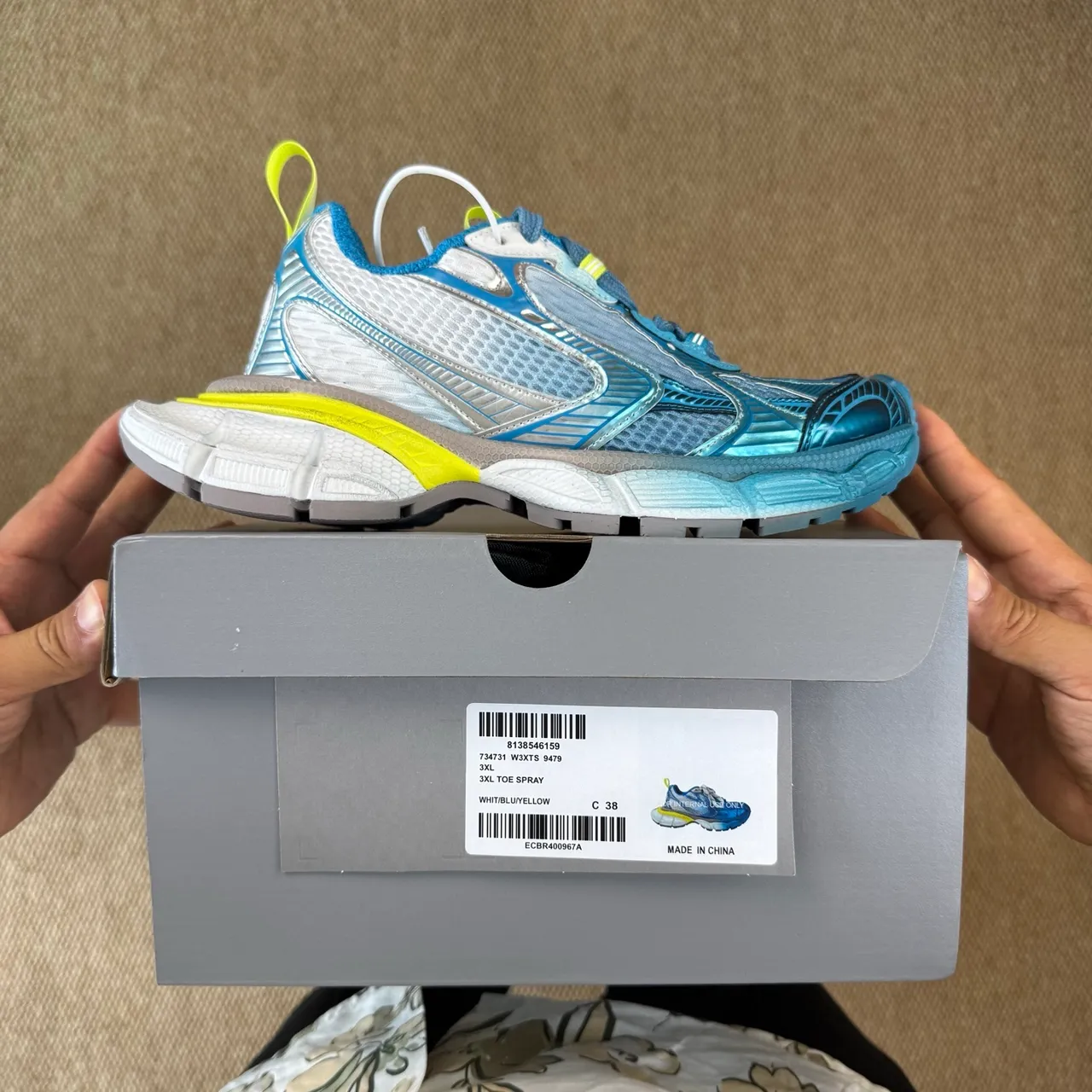 Balenciaga 3XL Blue Yellow Gradient Oversized Platform Chunky Sneakers 3