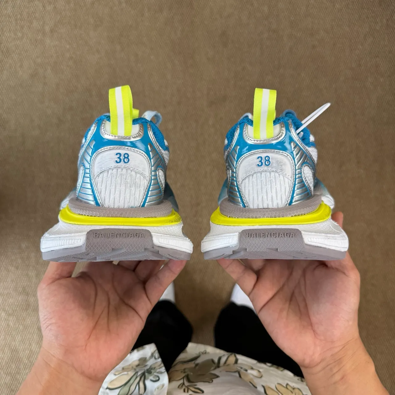 Balenciaga 3XL Blue Yellow Gradient Oversized Platform Chunky Sneakers 7