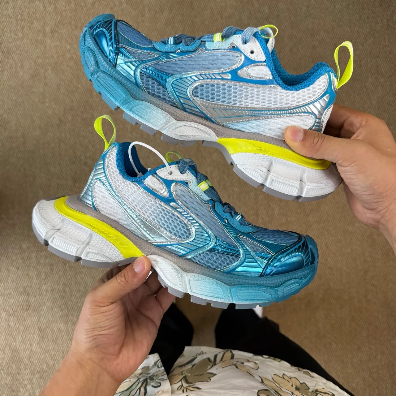 Balenciaga 3XL Blue Yellow Gradient Oversized Platform Chunky Sneakers 9