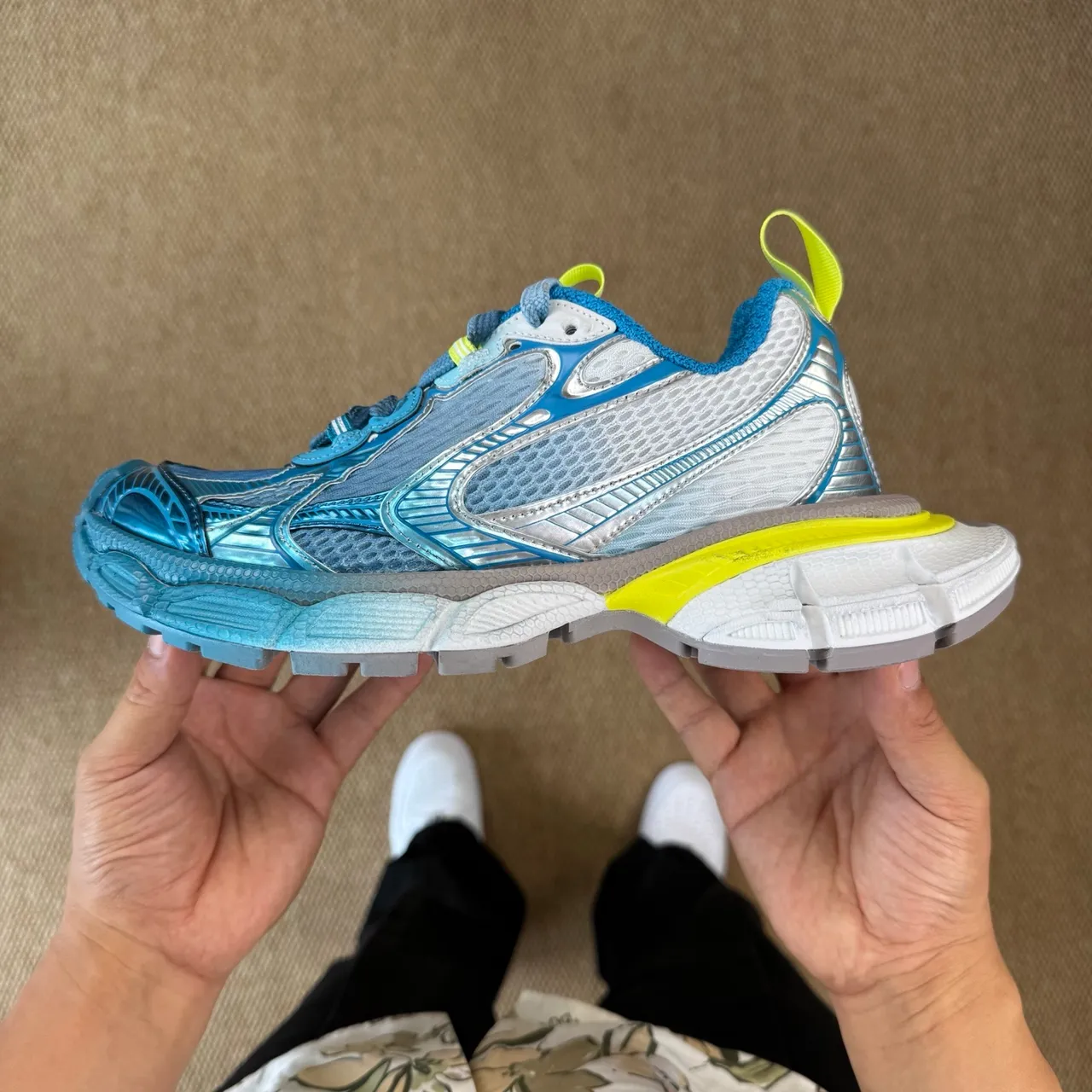 Balenciaga 3XL Blue Yellow Gradient Oversized Platform Chunky Sneakers 10