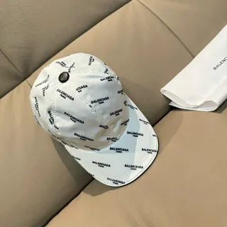 Balenciaga All-Over Logo Print White Baseball Cap