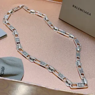 Balenciaga BB Chain Necklace Silver Metal Link Necklace
