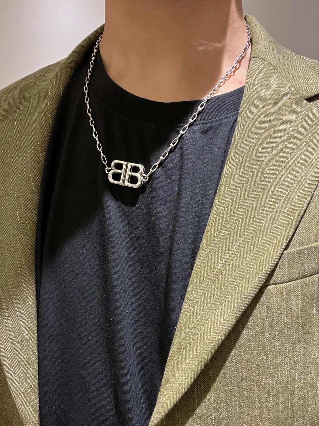 Colar Balenciaga BB Prata Corrente Grossa de Eslabões 2