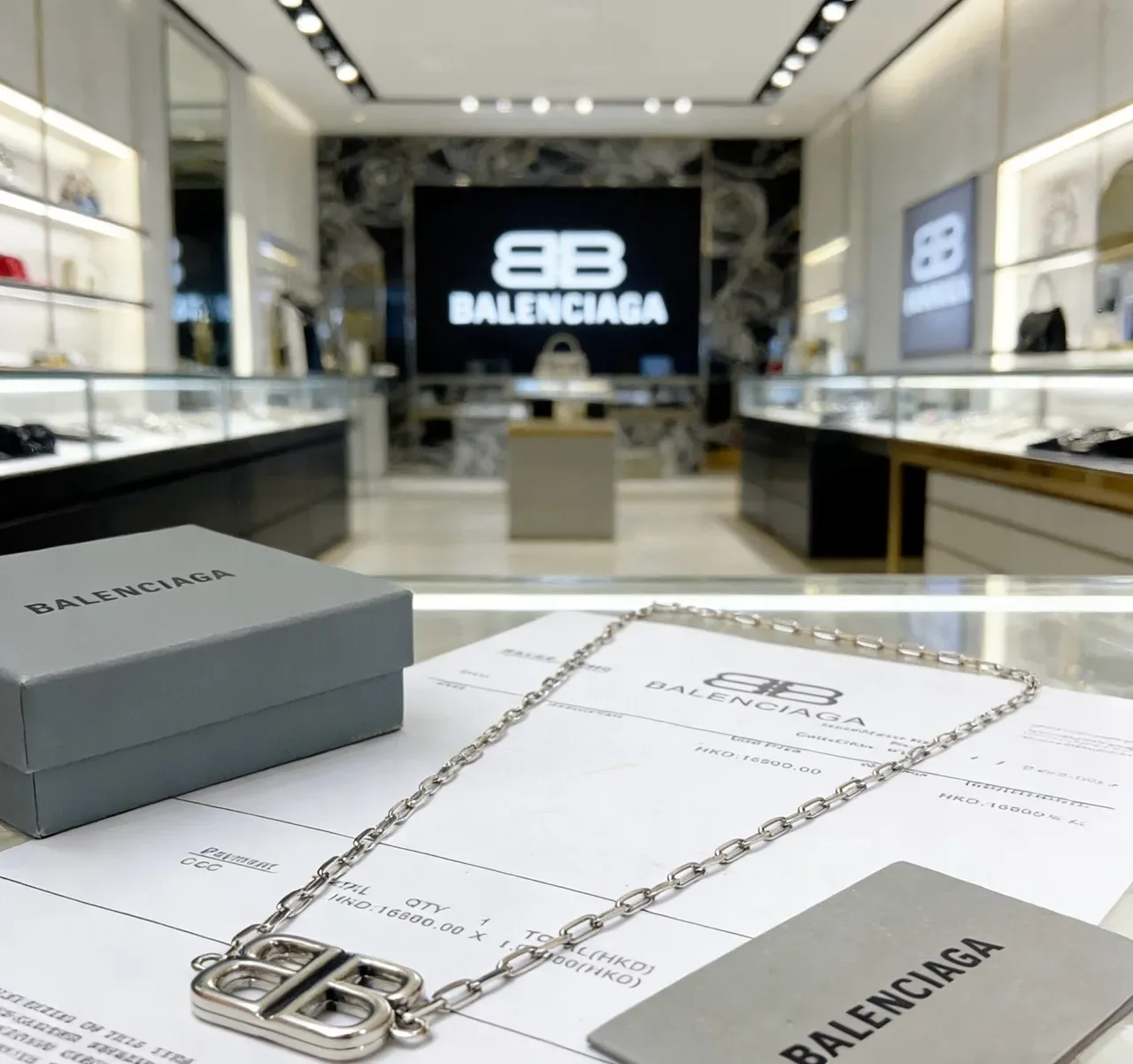 Colar Balenciaga BB Prata Corrente Grossa de Eslabões 3