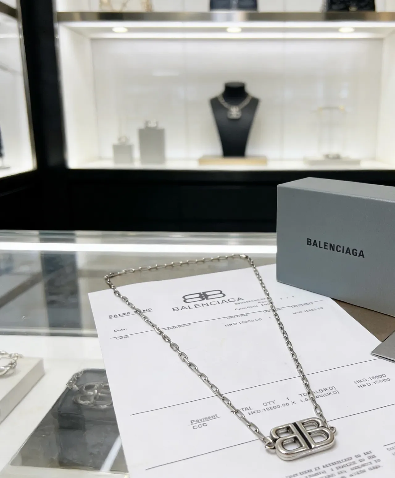 Colar Balenciaga BB Prata Corrente Grossa de Eslabões 4