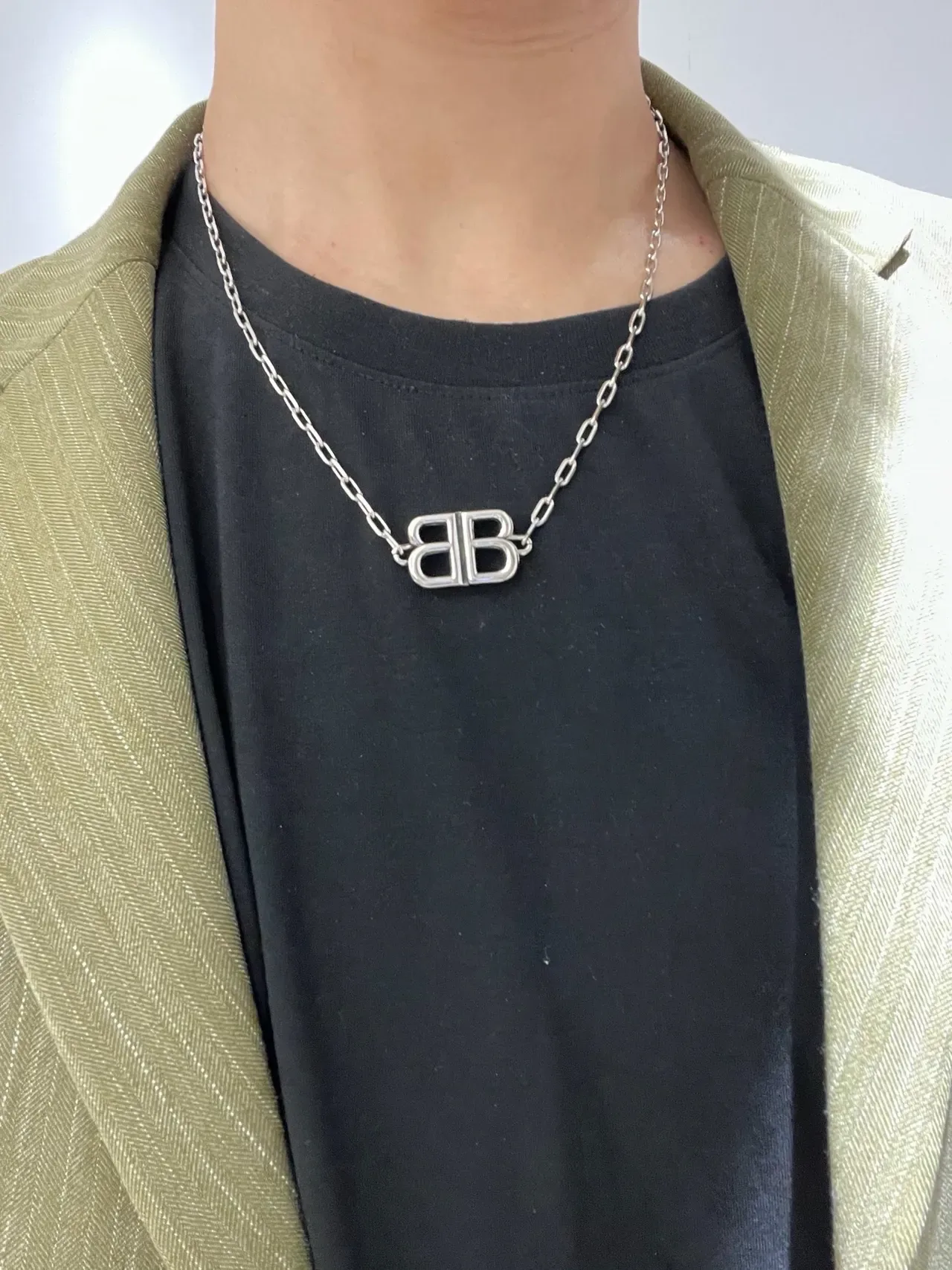 Colar Balenciaga BB Prata Corrente Grossa de Eslabões 5