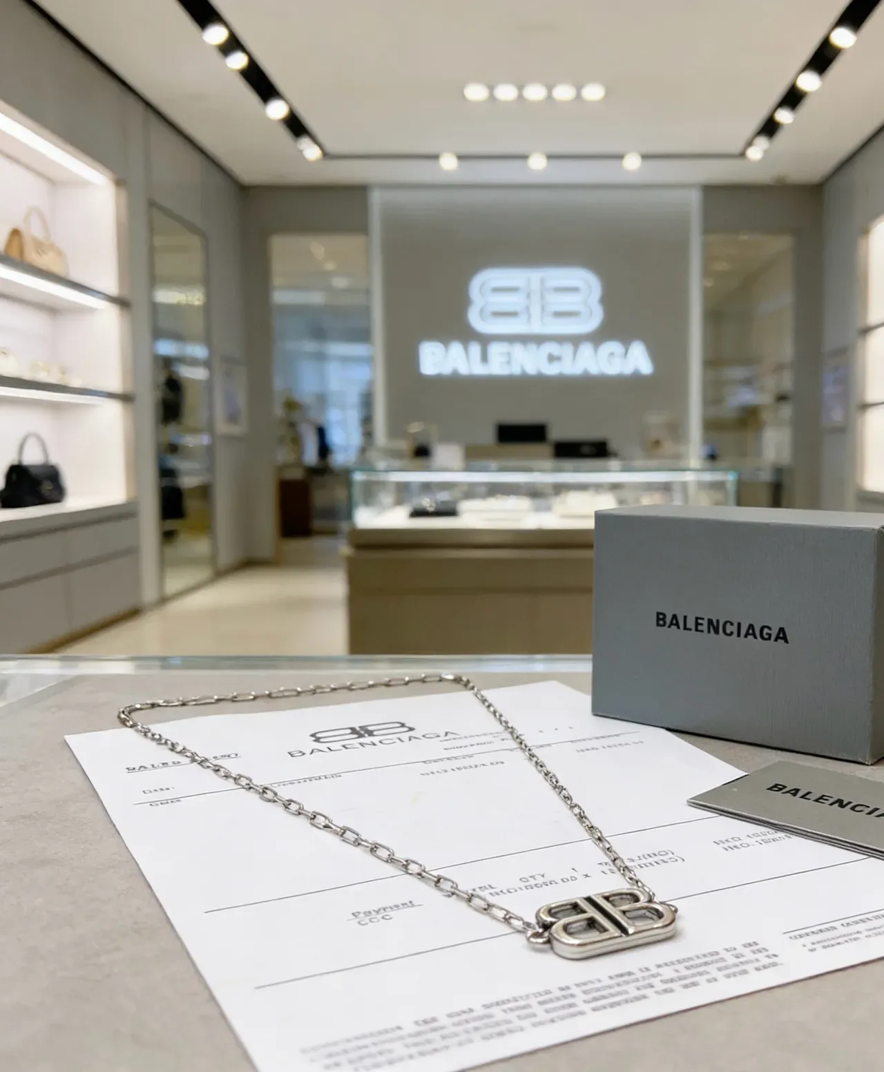 Colar Balenciaga BB Prata Corrente Grossa de Eslabões 7