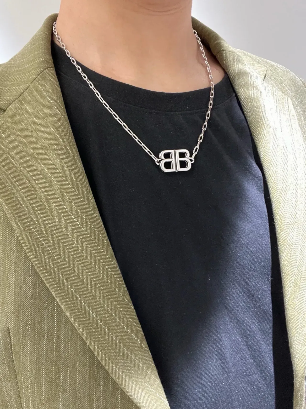 Colar Balenciaga BB Prata Corrente Grossa de Eslabões 8