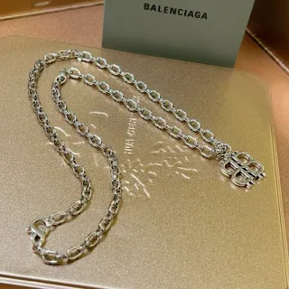 Balenciaga BB Necklace Silver Oval-Link Chain Necklace