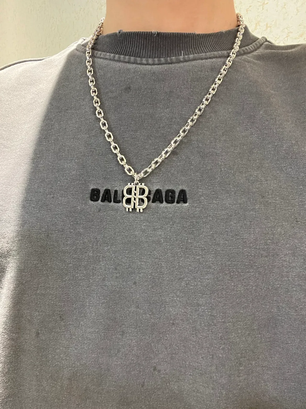 Balenciaga BB Necklace Silver Oval-Link Chain Necklace 2