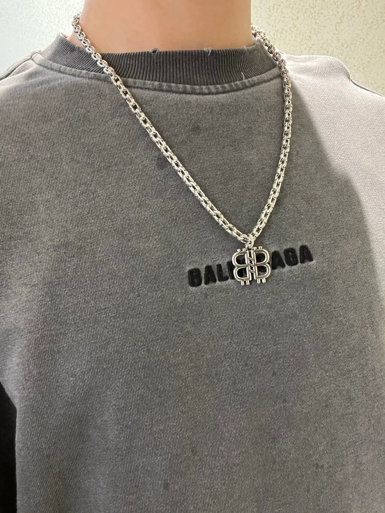 Balenciaga BB Necklace Silver Oval-Link Chain Necklace 5