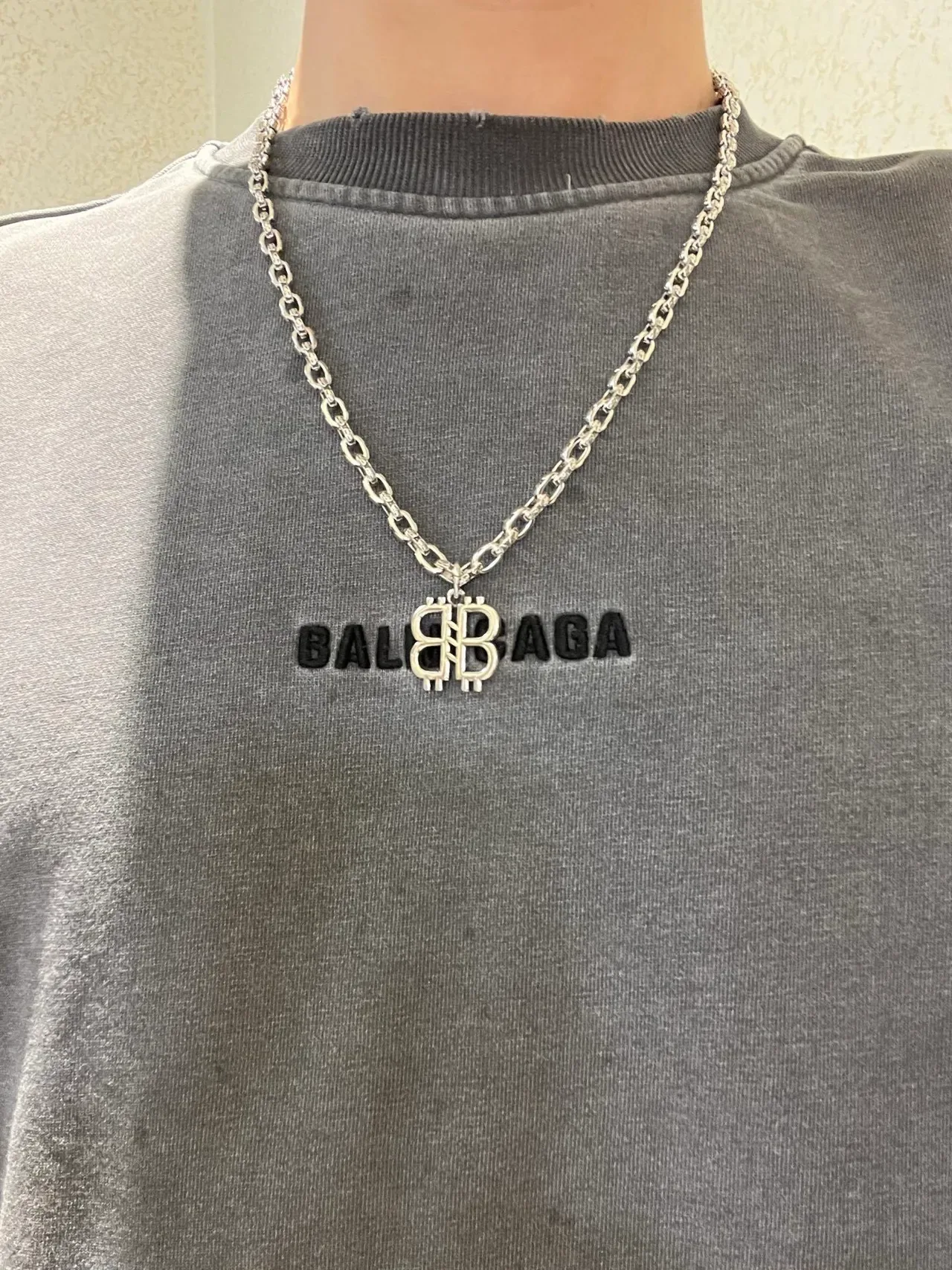 Balenciaga BB Necklace Silver Oval-Link Chain Necklace 8