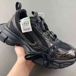 Balenciaga Negro Plata Suela Malla multi-capa y recubrimientos sintéticos Zapatillas chunky