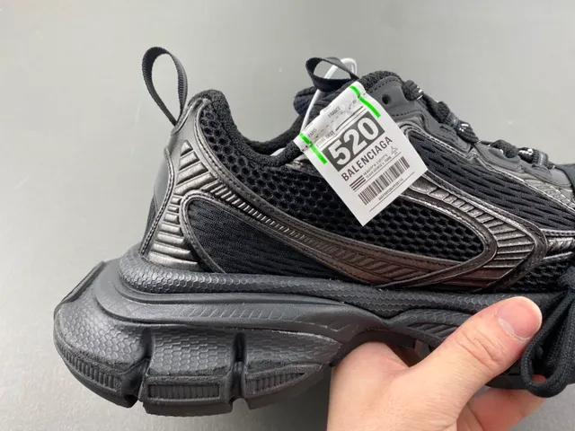 Balenciaga Preto Prata Solado com malla multi-camada e recobrimentos sintéticos tênis chunky 3
