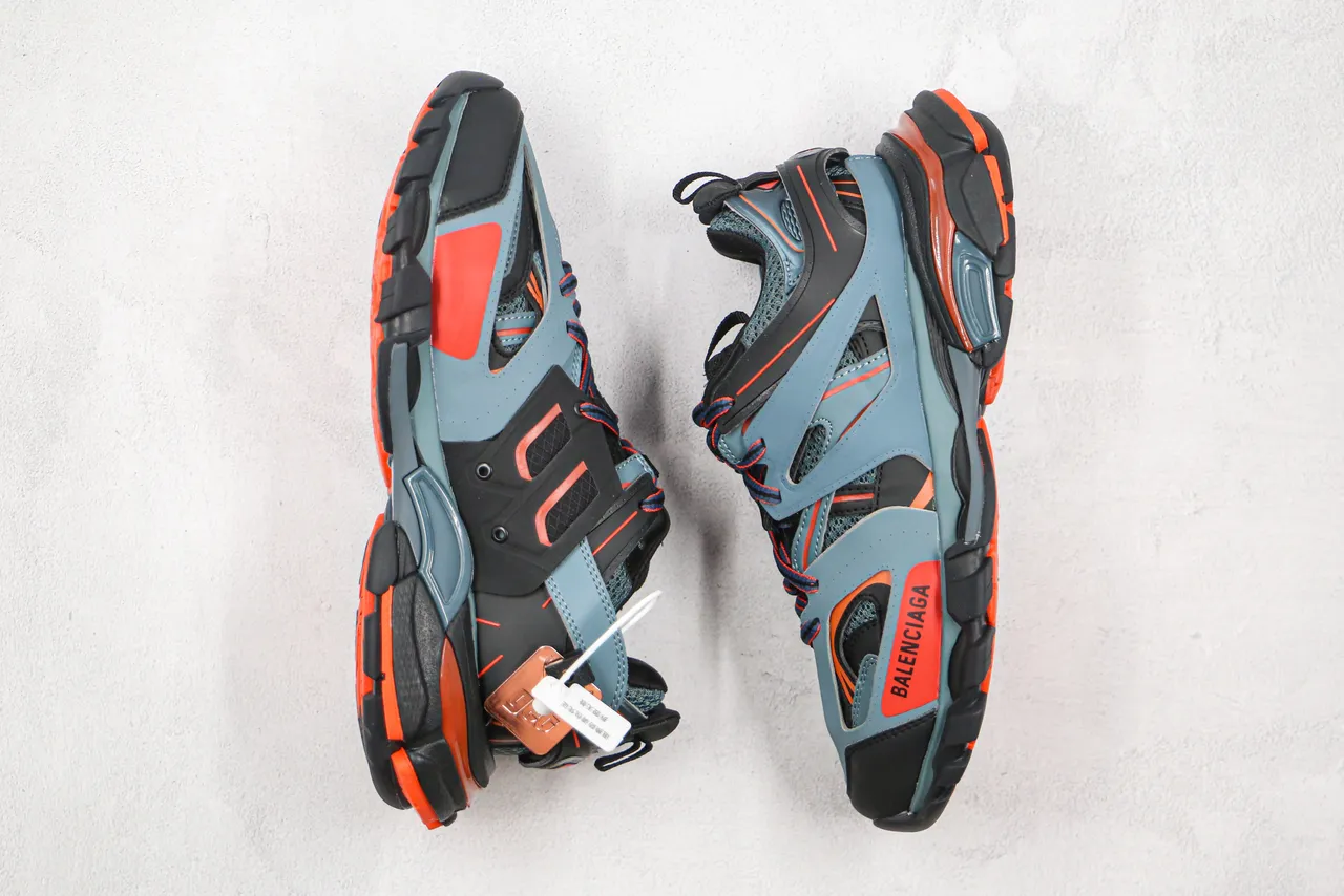 Balenciaga Zapatillas azul naranja upper jaula multicapa oversized suela esculpida chunky 3