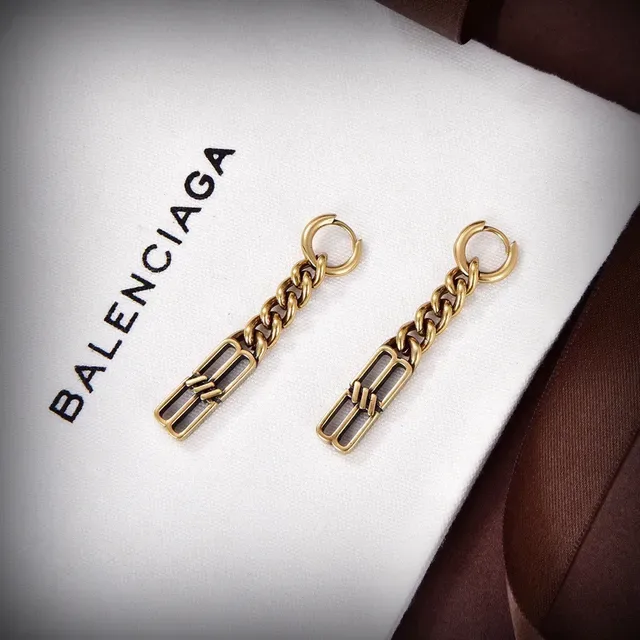 Balenciaga Gold Silver Curb Chain Rectangular Bar Hardware Bracelet 2
