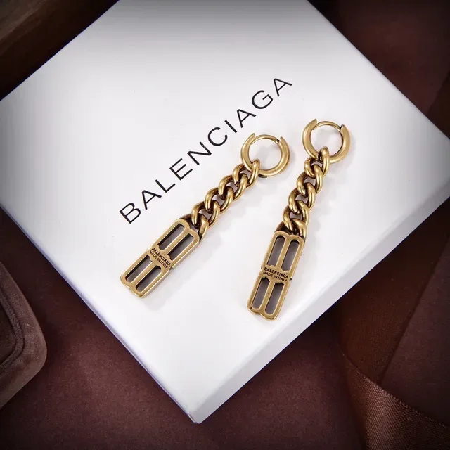 Balenciaga Gold Silver Curb Chain Rectangular Bar Hardware Bracelet 4