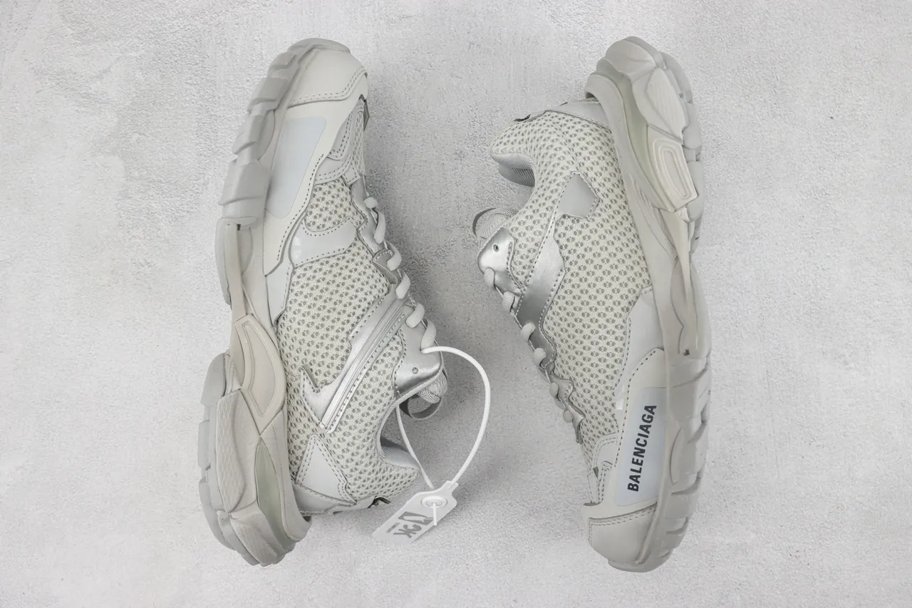 Balenciaga Gris Beige Malla Superior Suela Esculpida Chunky Sneakers 2