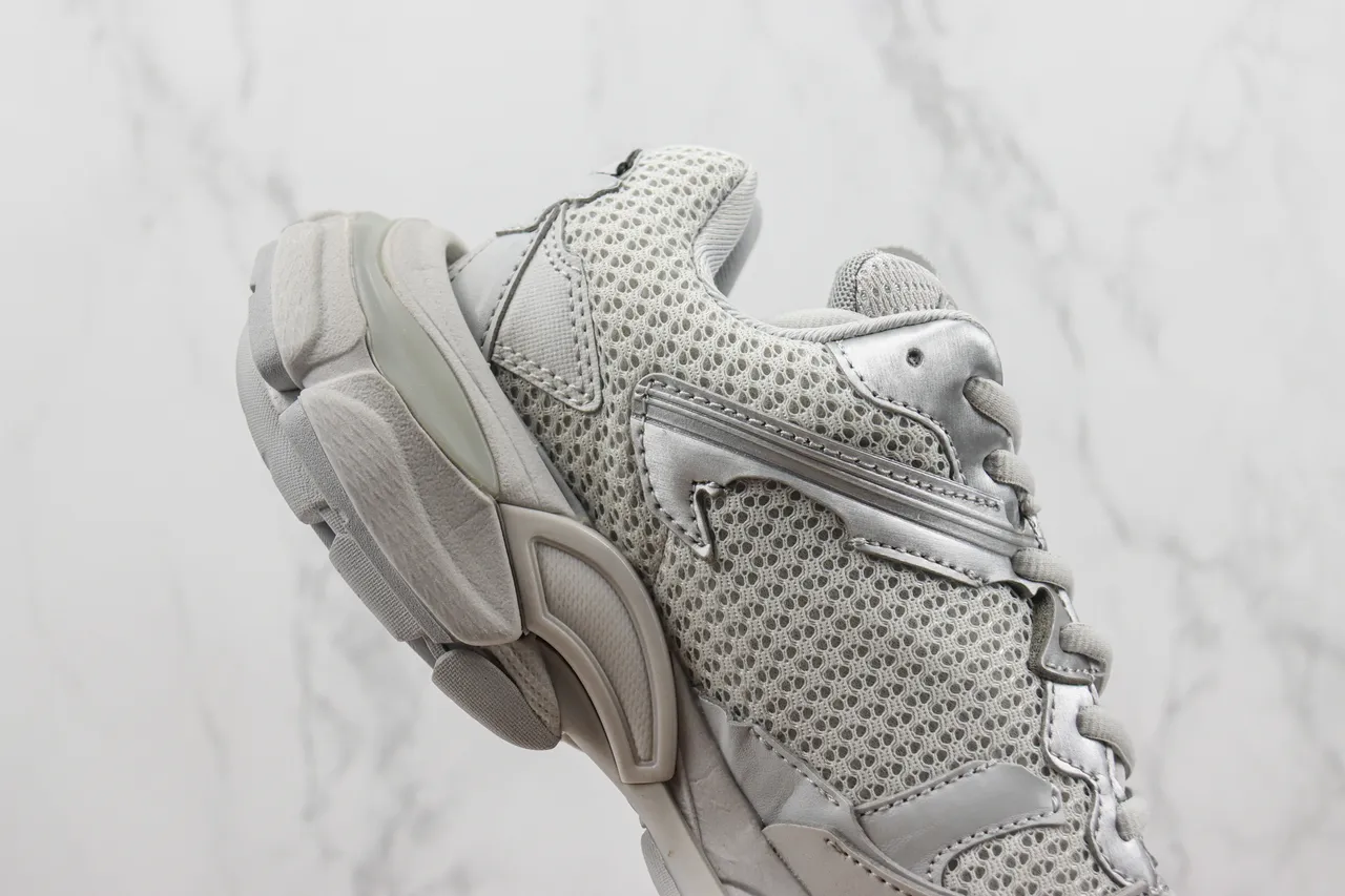 Balenciaga Gris Beige Malla Superior Suela Esculpida Chunky Sneakers 5