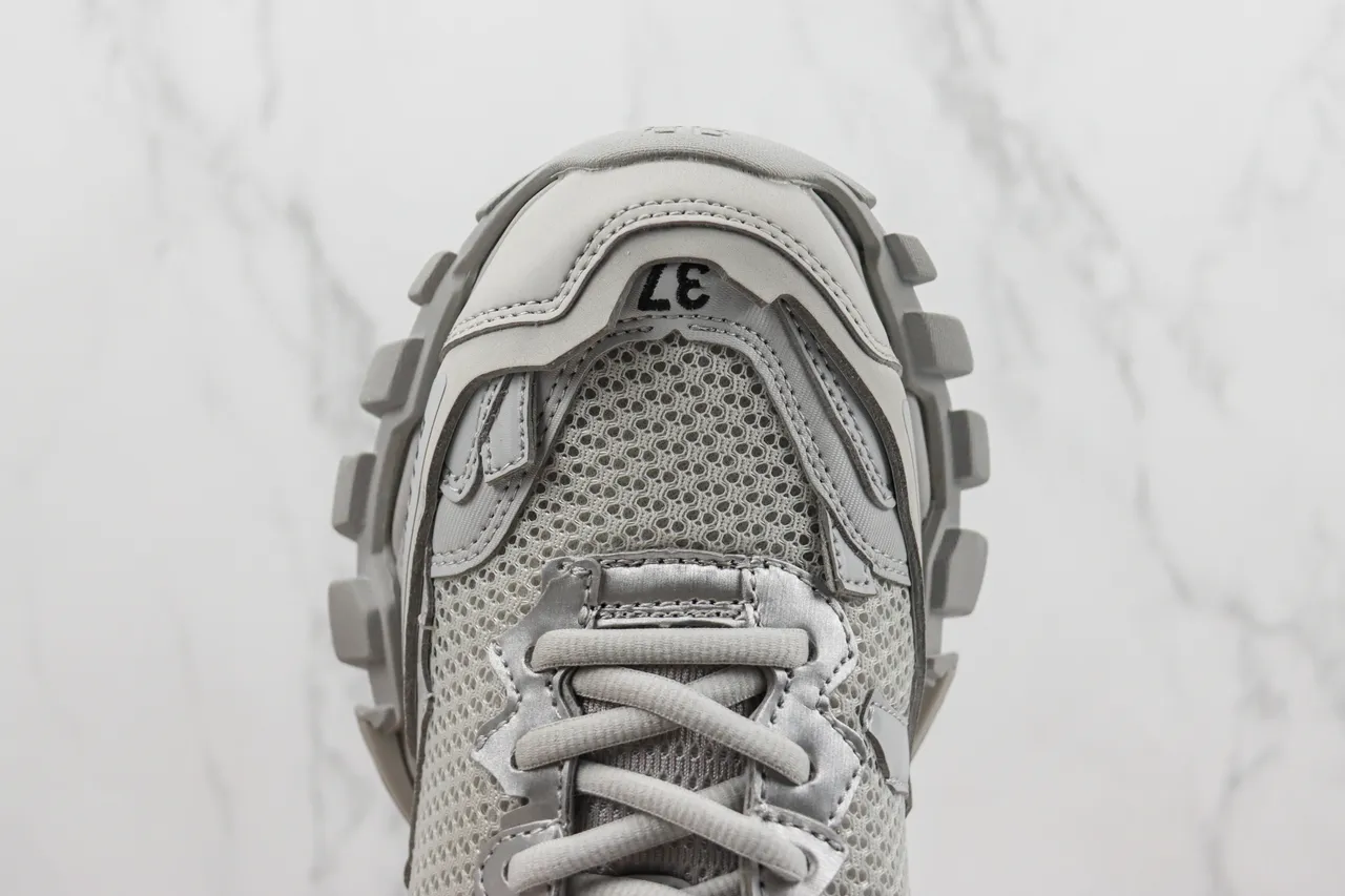 Balenciaga Gris Beige Malla Superior Suela Esculpida Chunky Sneakers 6