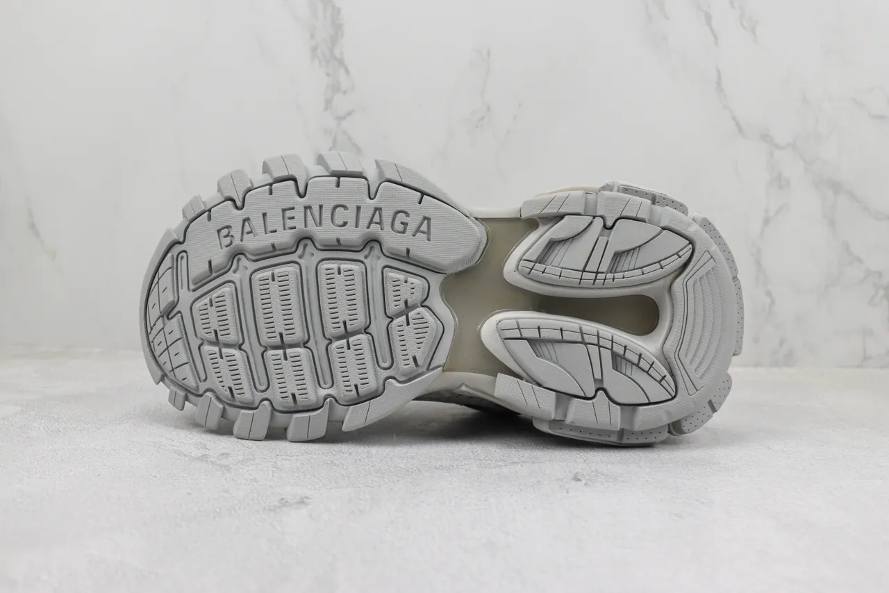 Balenciaga Gris Beige Malla Superior Suela Esculpida Chunky Sneakers 8