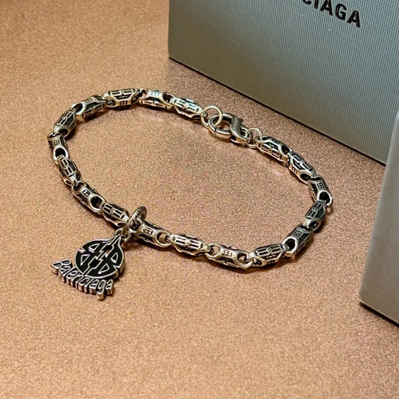 Balenciaga Logo Charm Link Chain Bracelet 5