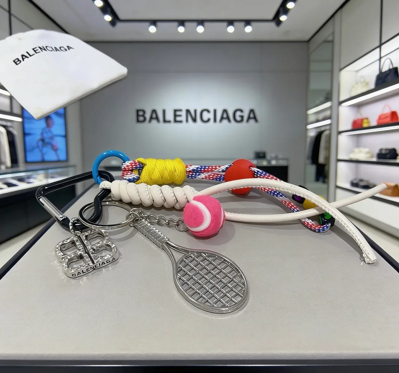 Balenciaga Pink White Multi-Component Tennis-Themed Jewelry 2