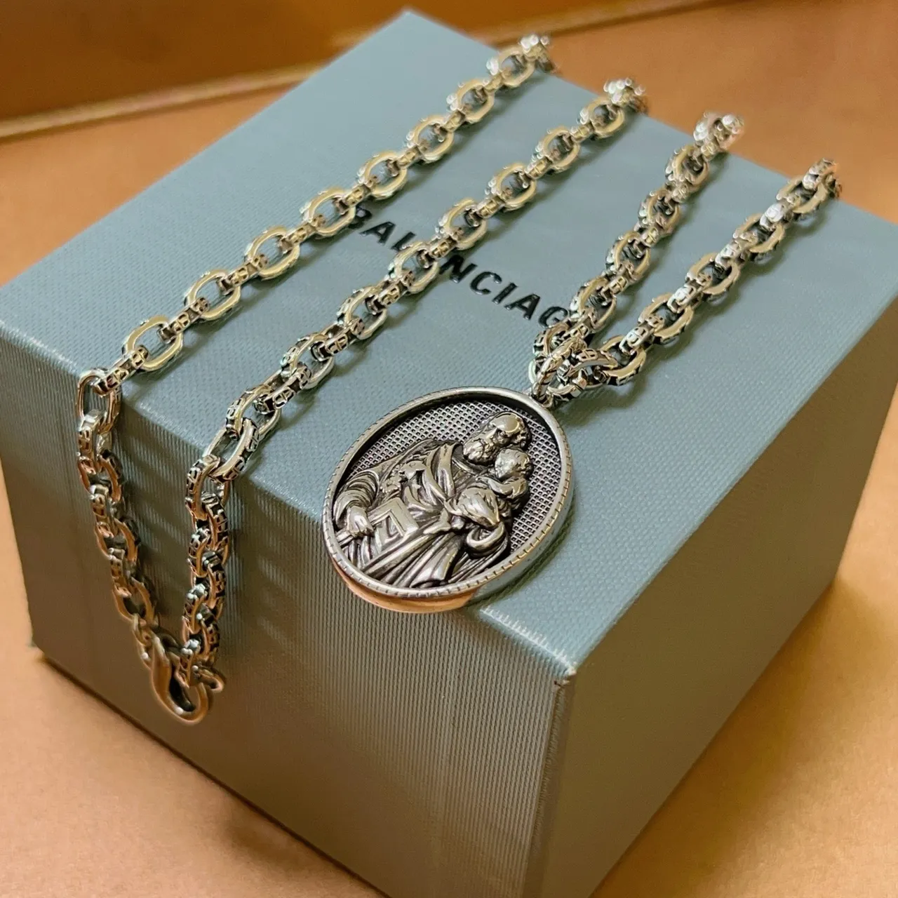 Balenciaga Religious Medallion Chunky Chain Necklace 2