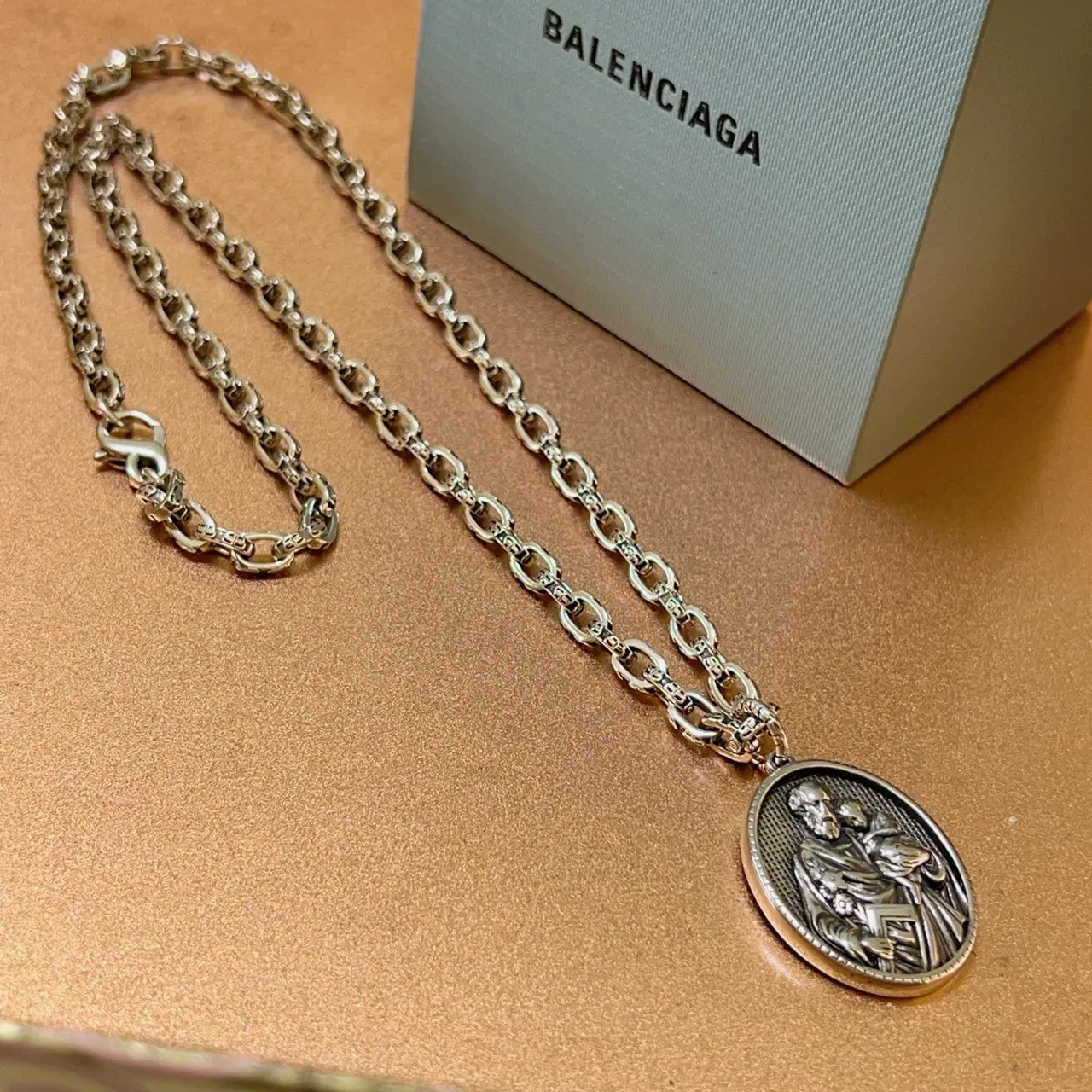 Balenciaga Religious Medallion Chunky Chain Necklace 5