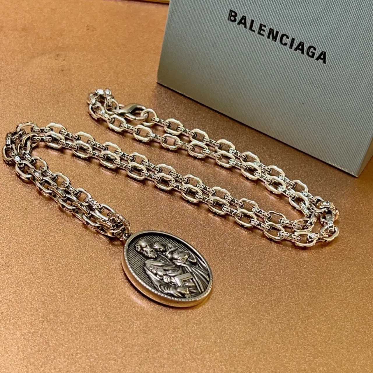 Balenciaga Religious Medallion Chunky Chain Necklace 6