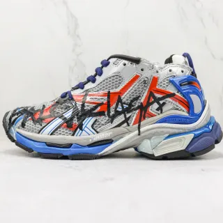 Balenciaga Runner فضي رمادي أزرق أحمر جرافيتي حذاء رياضي سميك