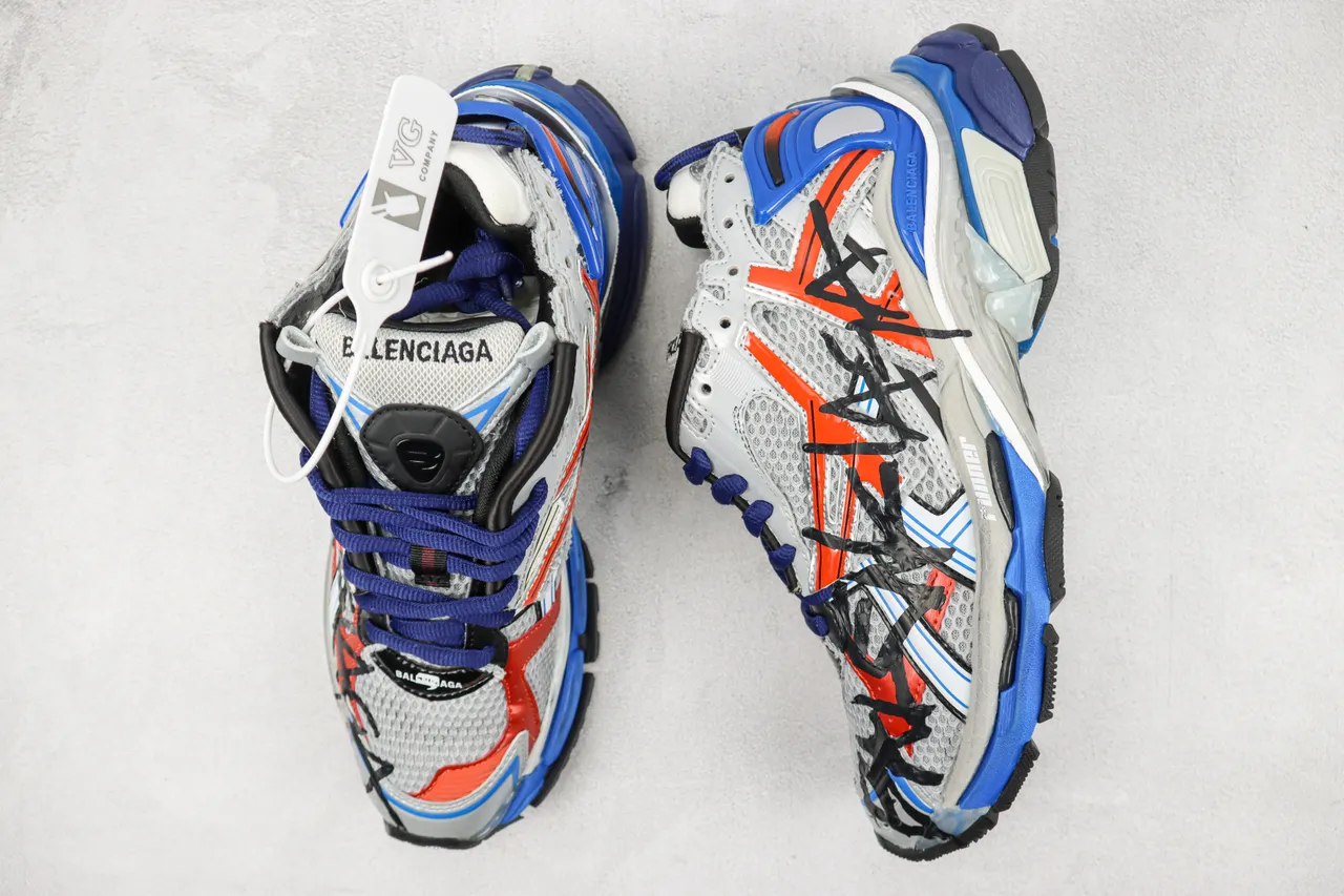 Balenciaga Runner Argent Gris Bleu Rouge Graffiti Baskets chunky 3