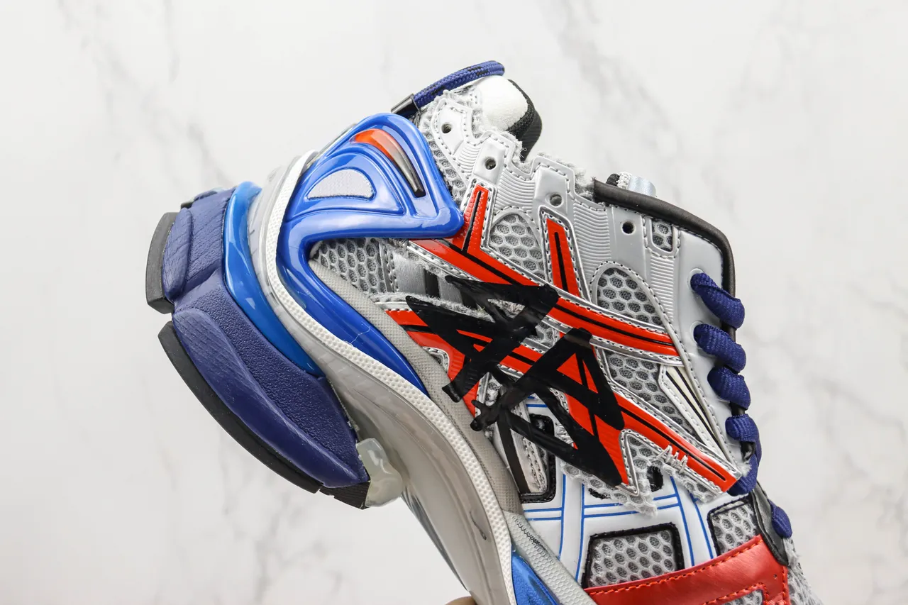 Balenciaga Runner Argent Gris Bleu Rouge Graffiti Baskets chunky 5
